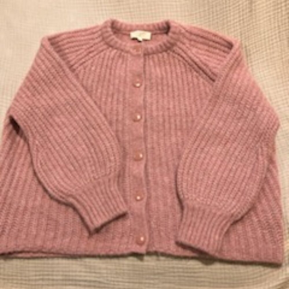 Sezane Emile Cardigan in Mottled Pink, size XL